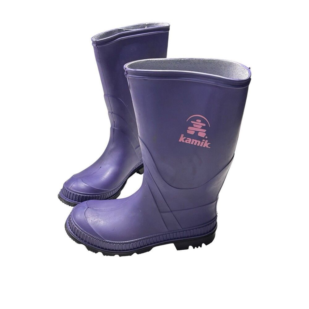 Kamik Little Girls Waterproof Purple Rain Snow Winter Boots Size 2 Toddler Logo